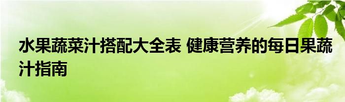 水果蔬菜汁搭配大全表 健康营养的每日果蔬汁指南